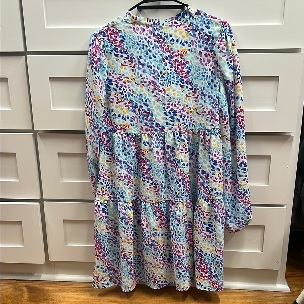 Colorful Leopard Print Long Sleeve Dress - Picture 4 of 4